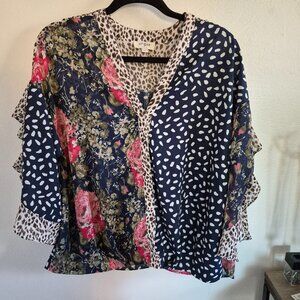 Umgee multi print blouse size S
